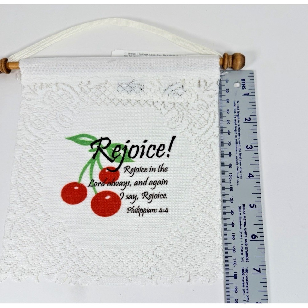 Religious Decorative Lace Wall Hanging Cherries Heritage Lace NWT! Philippians 4 - Picture 3 of 7